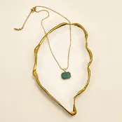 18K Stainless Steel Tarnish Free Gemstone Necklace| 40NK9733 - Jade
