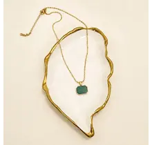 18K Stainless Steel Tarnish Free Gemstone Necklace| 40NK9733 - Jade