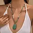 Natural Stone Teardrop Pendant Beaded Long Necklace|40NK9773