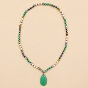 Natural Stone Teardrop Pendant Beaded Long Necklace|40NK9773