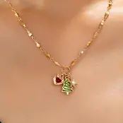 Cluster Christmas Tree and Heart Charm Necklace | 80N93294