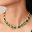 Multicolored Rhinestone Necklace| 40NK9747 - Emerald