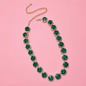 Multicolored Rhinestone Necklace| 40NK9747 - Emerald