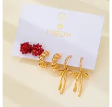 Holiday Present Bow & Ribbon Hoop Earring Set | 80E62410