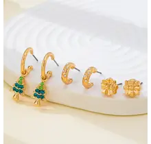 Christmas Tree & Gift Trio Earring Set | 80E62411