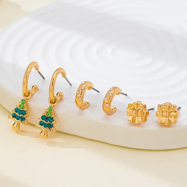 Christmas Tree & Gift Trio Earring Set | 80E62411