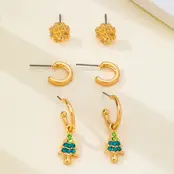 Christmas Tree & Gift Trio Earring Set | 80E62411
