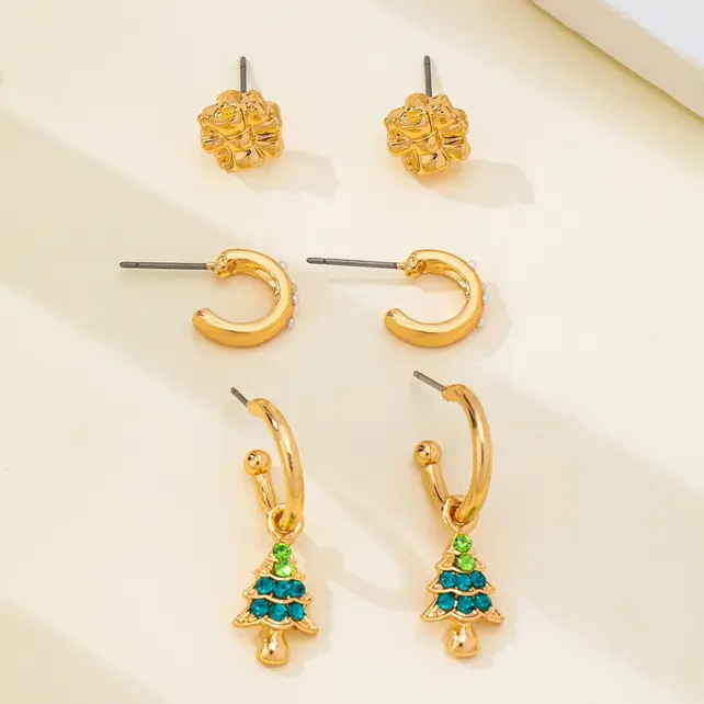 Christmas Tree & Gift Trio Earring Set | 80E62411