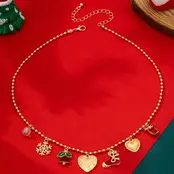 Christmas Snowflake Bell Heart Stocking Necklace | 80N93335