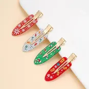 CHRISTMAS MAKEUP HAIR BEND CLIPS 4-PCS SET | 40H1148-Pack 4