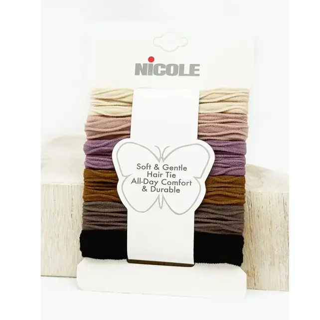 Neutral Tone Textured Rolled Hair Tie Set