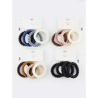 Matte Assorted Colors of Spiral Hair Tie Set
