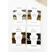 Checker Pattern Mixed Rolled Hair Tie Set