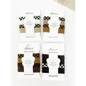 Checker Pattern Mixed Rolled Hair Tie Set