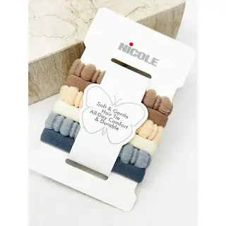 Neutral Tone Textured Rolled Hair Tie Set