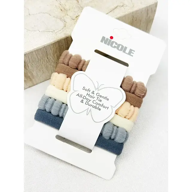 Neutral Tone Textured Rolled Hair Tie Set