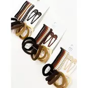 Brown Tone Theme Assorted Hair Tie and Clip Set