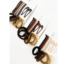 Brown Tone Theme Assorted Hair Tie and Clip Set