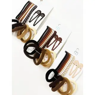 Brown Tone Theme Assorted Hair Tie and Clip Set