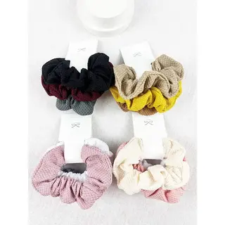 Trio Combination Waffle Scrunchie - 3 piece set, assorted color