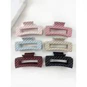 Embossed Rectangle Cut Out Glossy Large Hair Claw Sold Each