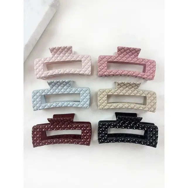 Embossed Rectangle Cut Out Glossy Large Hair Claw Sold Each