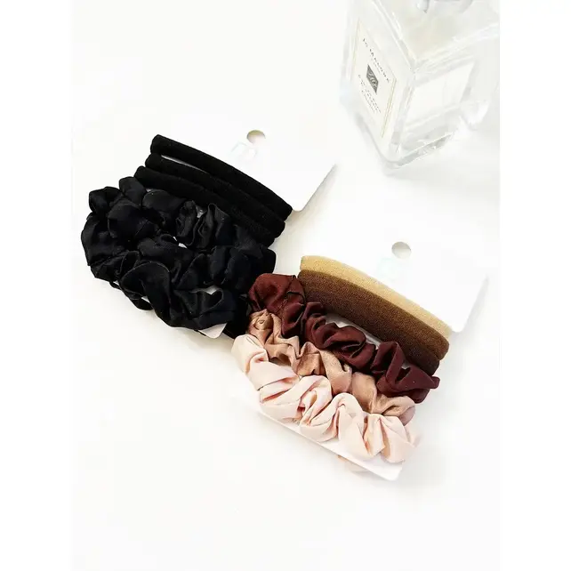 Brown Tone Theme Assorted Hair Tie and Scrunchie Set