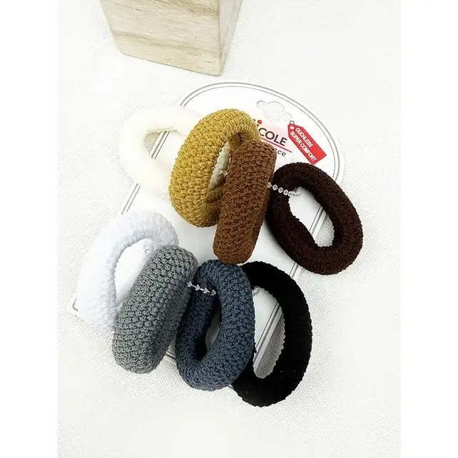Waffle Texture Rolled Hair Tie Set 8 pieces
