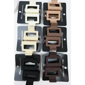 Neutral Tone Matte Color Rectangle Medium Hair Clip 2 pack