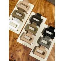 Neutral Color Medium Size Rectangle Hair Claw 3 piece set