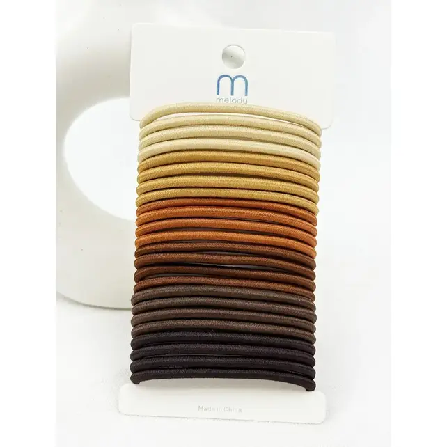 Brown Tone Ponytail Mixed Elastics Hair Ties