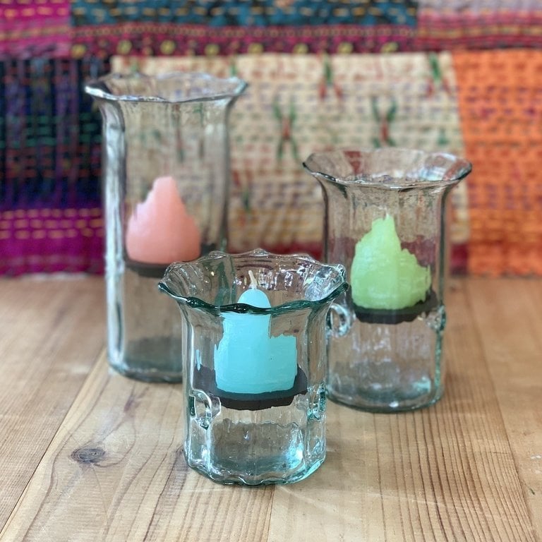 Recycled Glass Scalloped Edge Votive