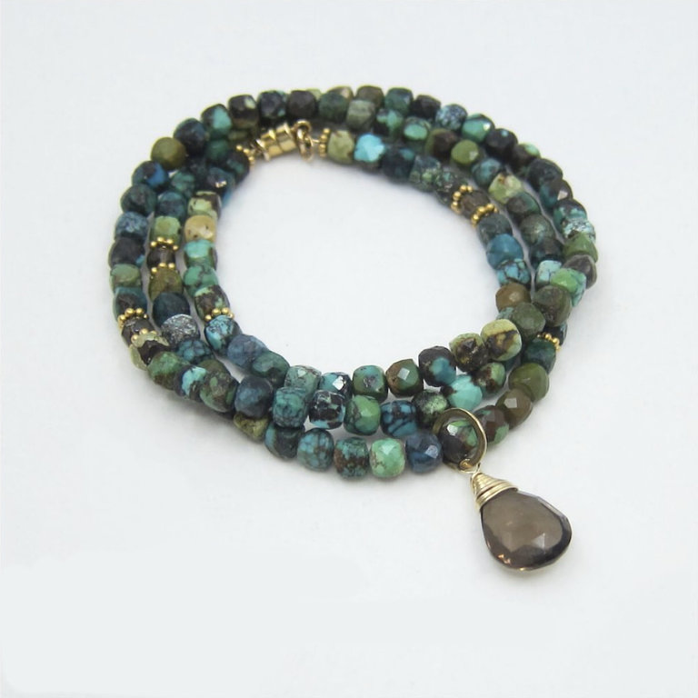 Green Turquoise & Smoky Quartz Necklace/Bracelet