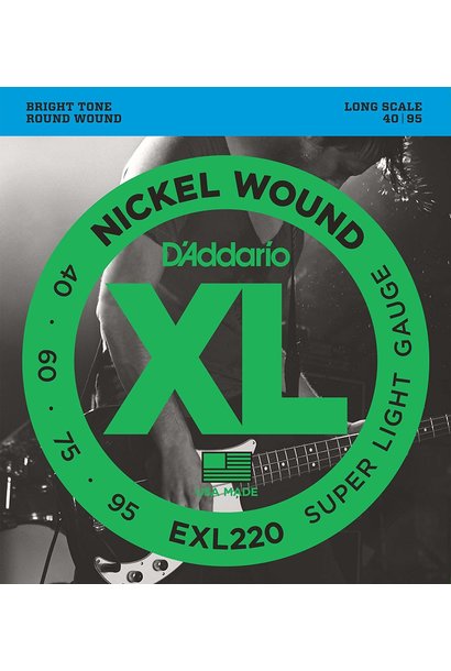 D'Addario EXL220 Nickel Wound Bass Strings, Super Light, 40-95, Long Scale