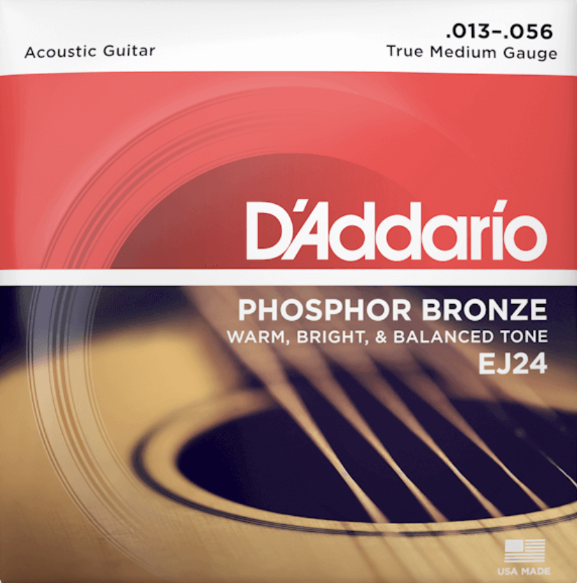D'Addario EJ24 Phosphor Bronze Acoustic Guitar Strings, True Medium, 13-56-1