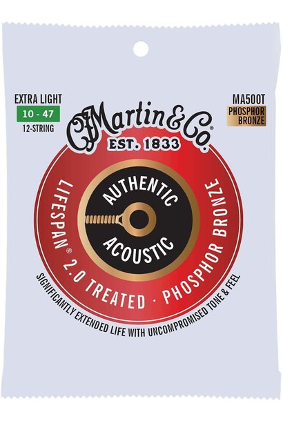Martin MA500T Lifespan 2.0 12-String Acoustic Phosphor Bronze Extra Light, 10-47