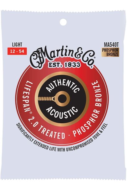 Martin MA540T Lifespan 2.0 Treated Phosphor Bronze Acoustic Strings Light, 12-54