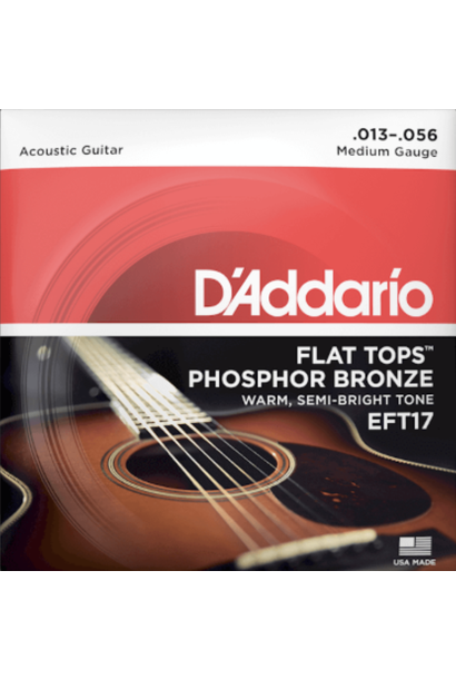 D'Addario EFT17 Flat Tops Phosphor Bronze Acoustic Guitar Strings, 13-56