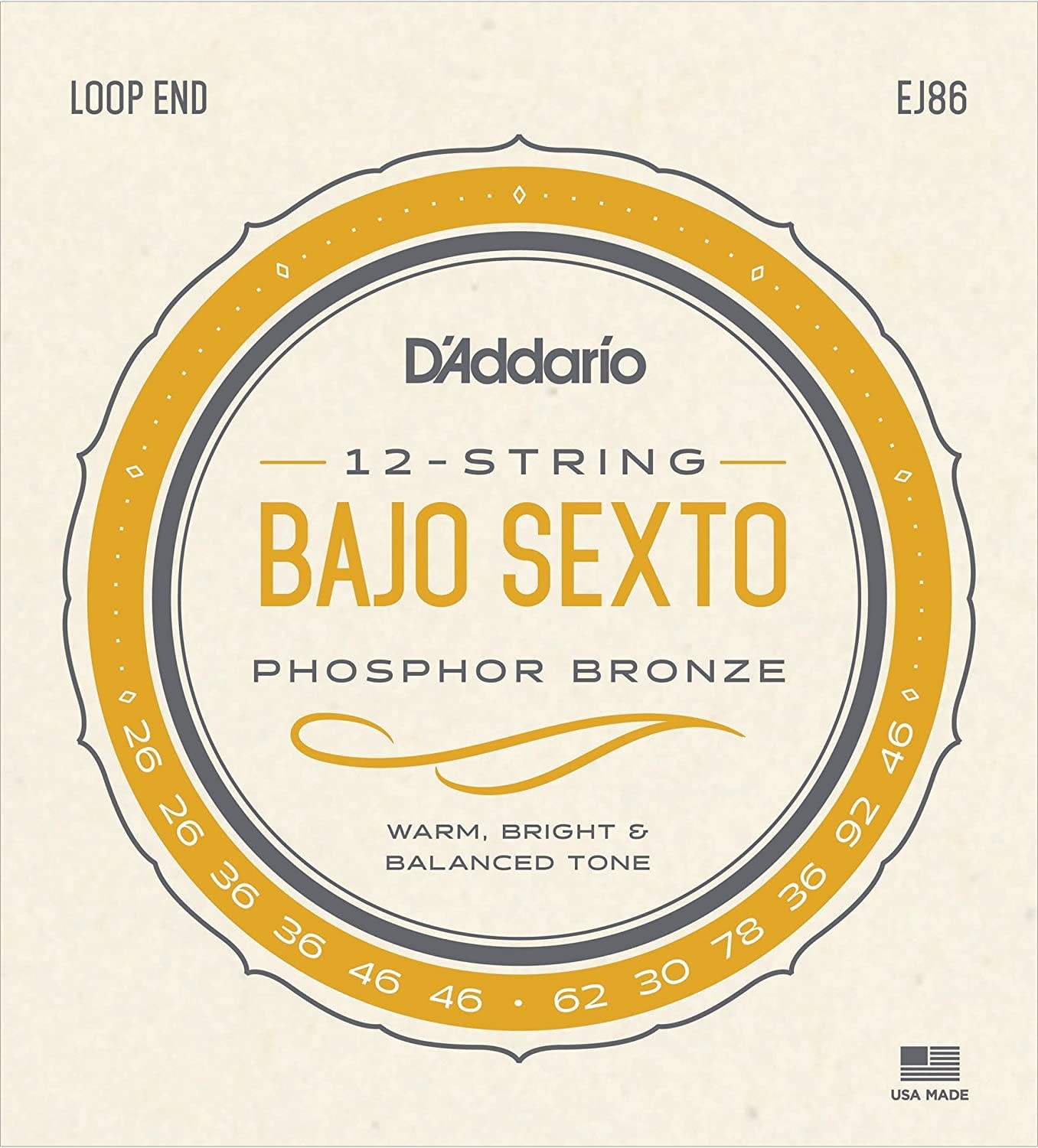 D'addario EJ86 Bajo Sexto Strings Phosphor Bronze Loop End-1