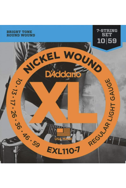 D'Addario EXL110-7 7-String Nickel Wound Electric Strings, Regular Light, 10-59