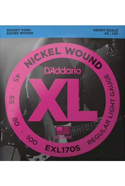 D'Addario EXL170S Nickel Wound Bass Guitar Strings, Light, 45-100, Short Scale