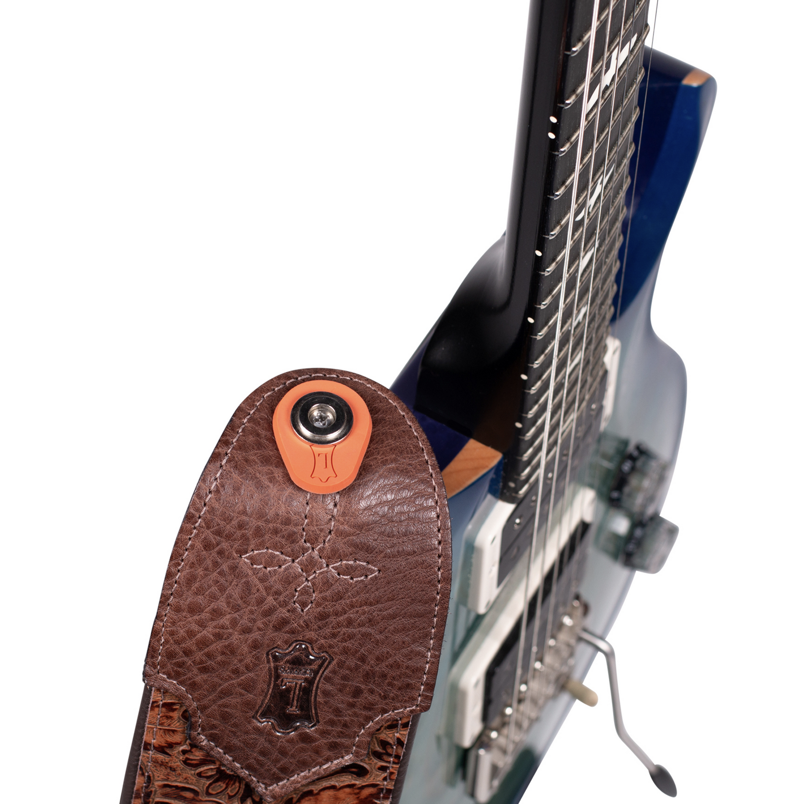 Levy's Ring Block, Orange - 4 pack of Rubber Guitar Strap Locks-2