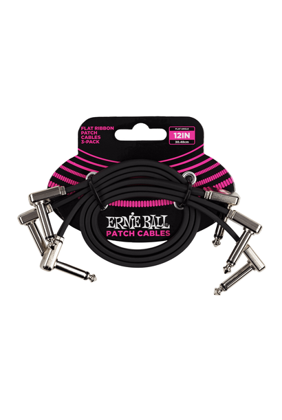 Ernie Ball 12" Flat Ribbon Patch Cable 3-pack