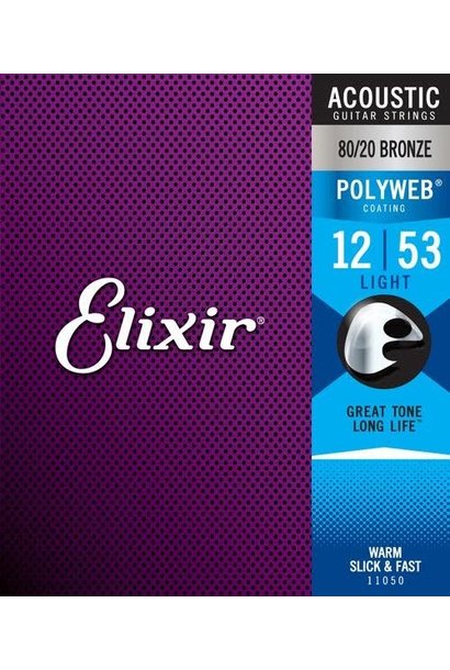 Elixir 11050 Polyweb 80/20 Bronze Light Acoustic Guitar Strings (12-53)