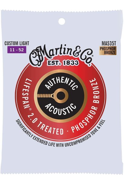 Martin MA535T Lifespan 2.0 Treated Acoustic Phosphor Bronze, Custom Light 11-52