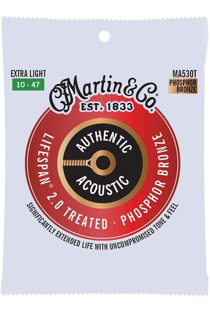 Martin MA530T Lifespan 2.0 Treated Acoustic Phosphor Bronze, Extra Light, 10-47