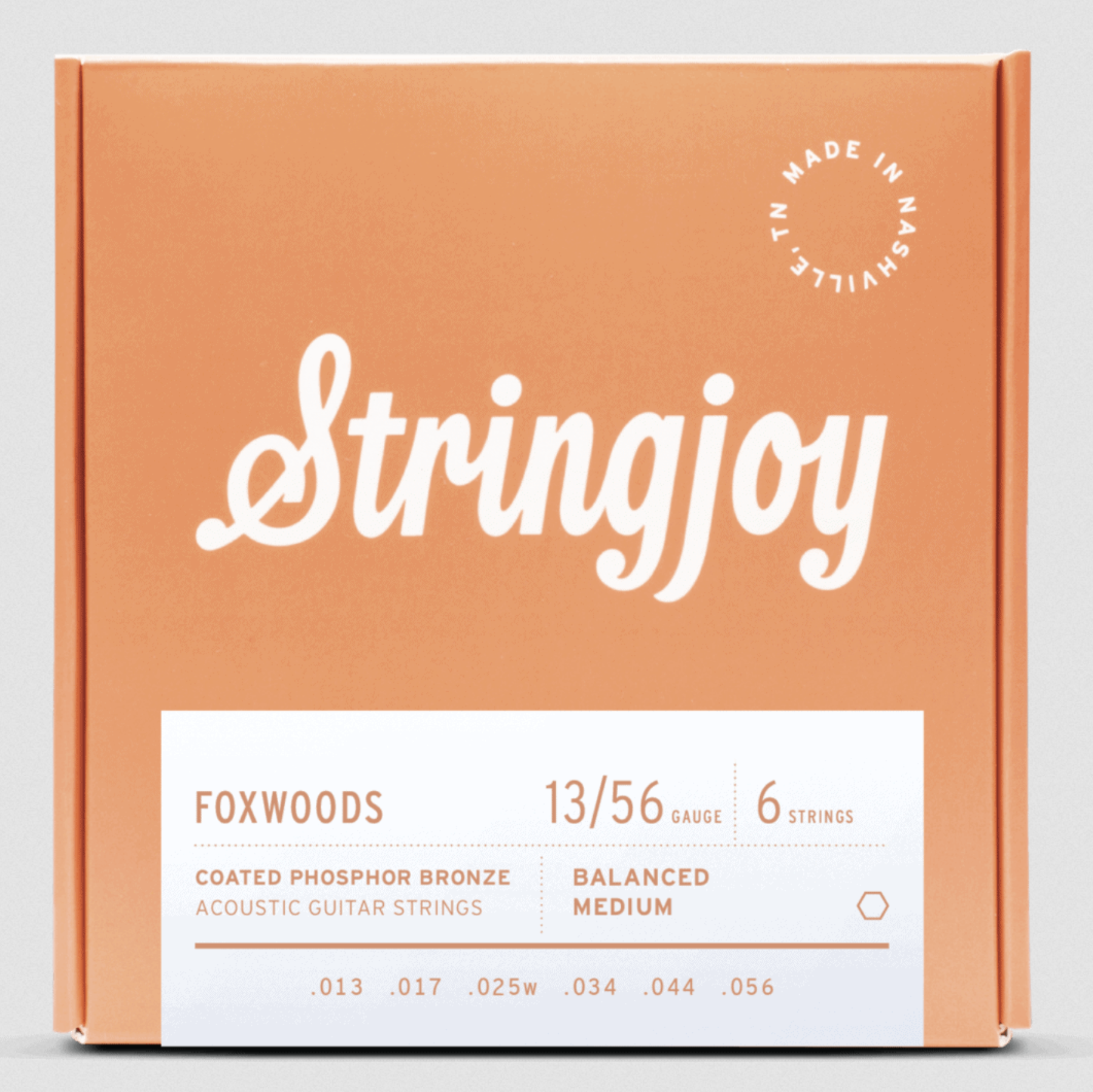 Stringjoy Foxwoods SJ-FW1356 Medium Coated Phosphor Bronze Acoustic Strings (13-56)-1