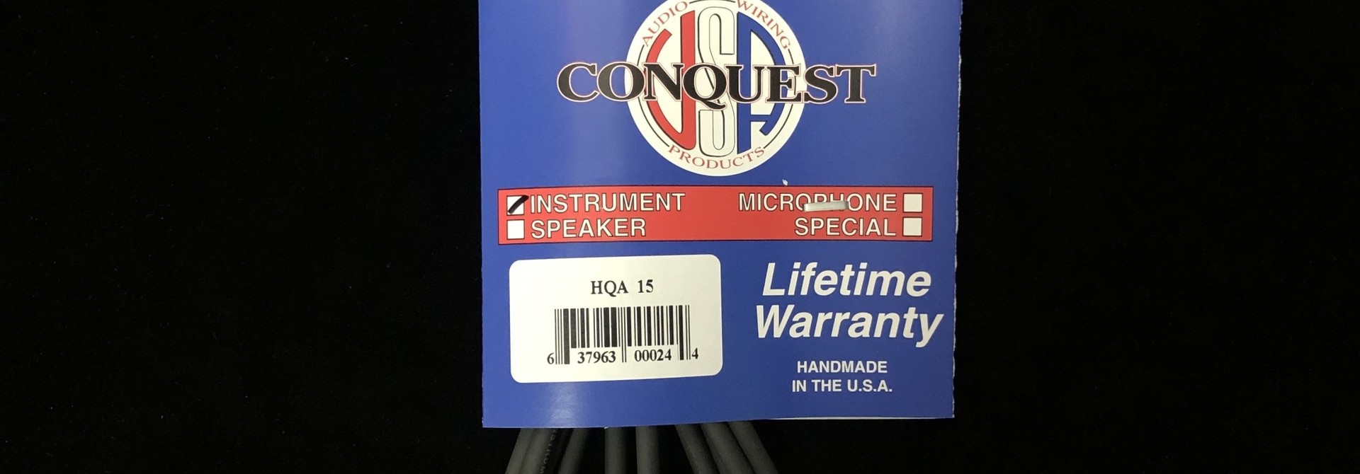 Conquest HQA 15' Instrument Cable - Str/Angle