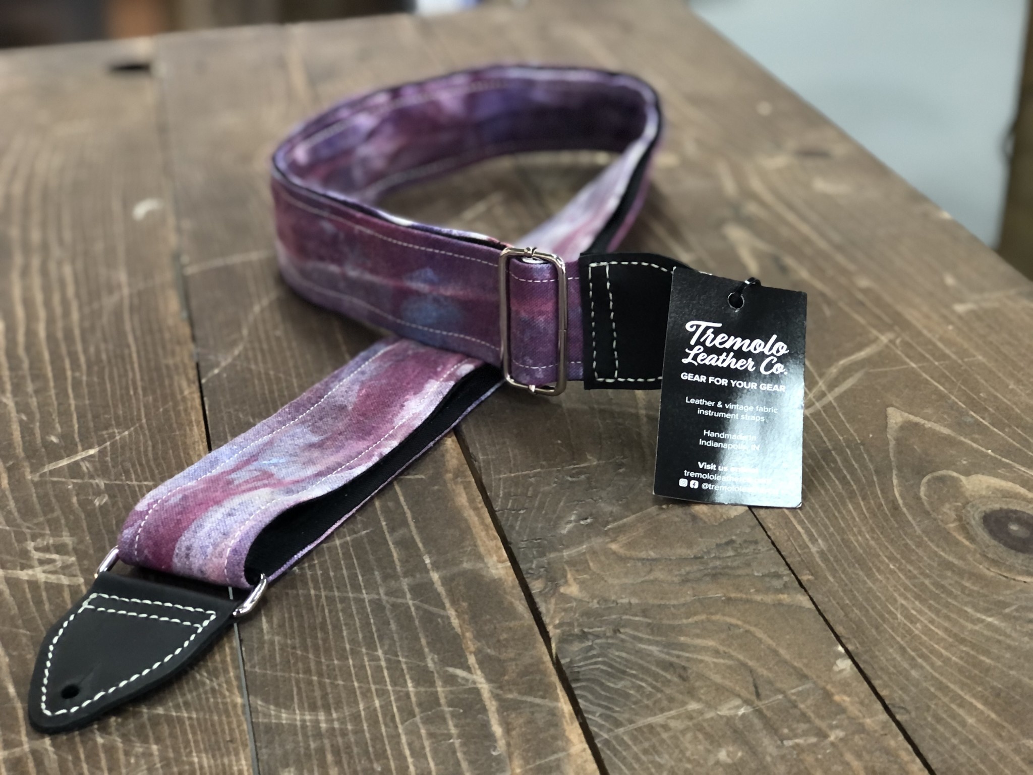 Tremolo Leather Co. Purple Tie Dye Strap-1