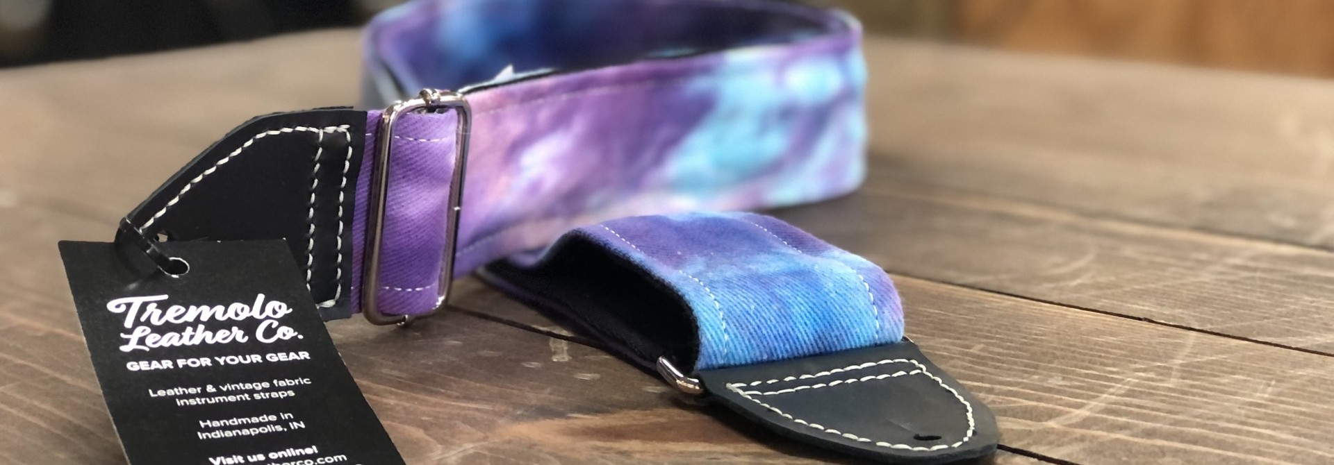Tremolo Leather Co. Blue/Purple Tie Dye Strap